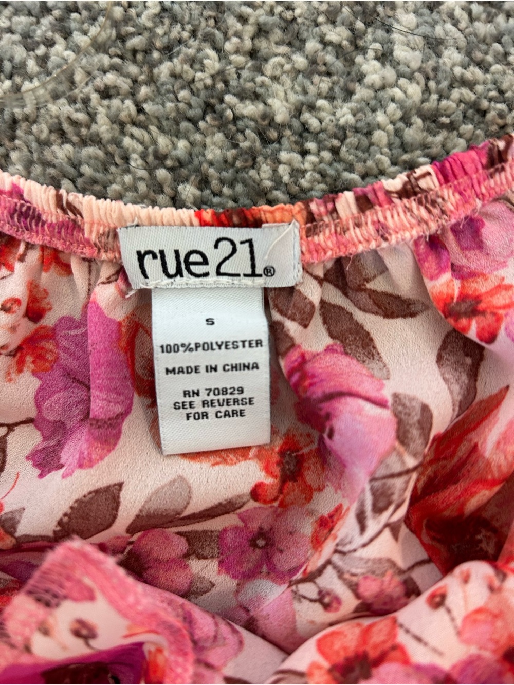 Rue21 Pink Floral Off-Shoulder Dress with Coral Accents